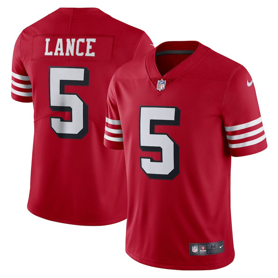 Men San Francisco 49ers 5 Trey Lance Nike Scarlet Alternate Vapor Limited NFL Jersey